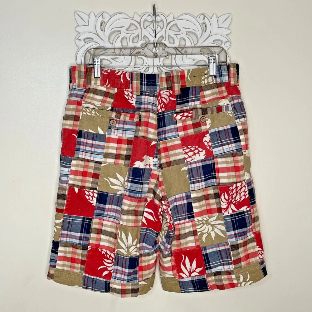 IZOD Men's 33 Patchwork Madras Shorts 100% Cotton Plaid Floral Preppy India